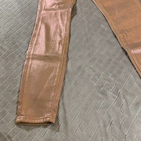 Lucky Brand Womens 25 Metallic Jeans Charlie Skinny Ankle Pink Low Rise Stretch - Picture 3 of 16